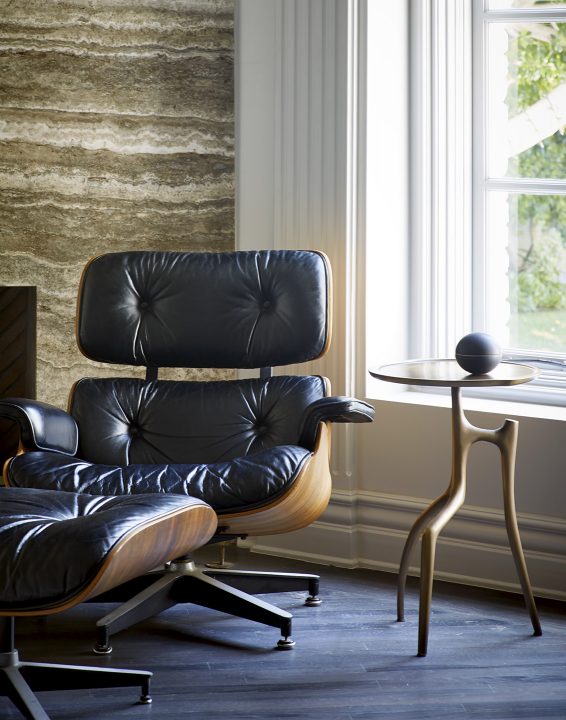 Adam Hunter designed study with eames chair and side table.