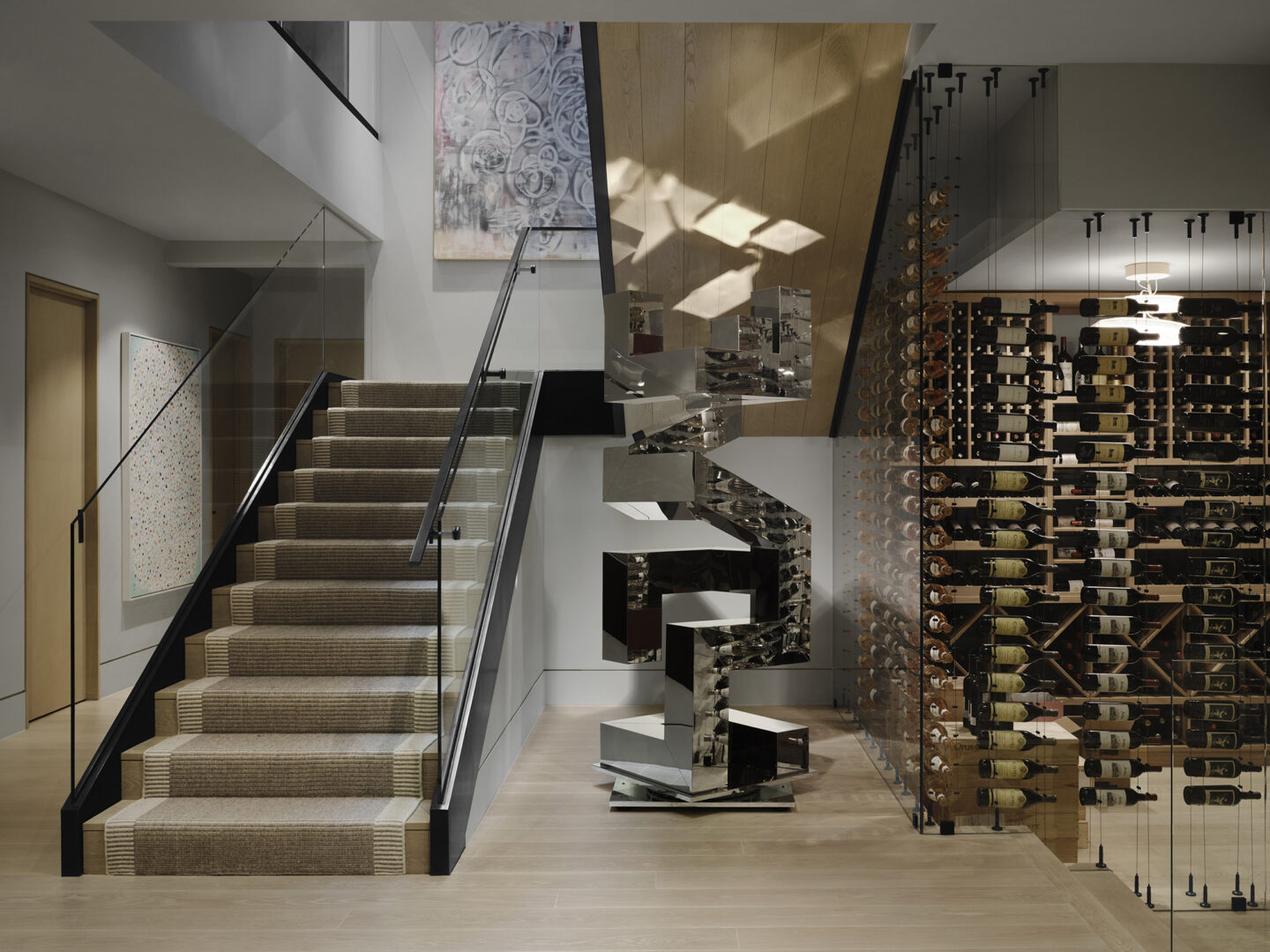 Adam-Hunter-Interior-Design-Palisades-California-Basement-Wine-Cellar-Art-Sculpture